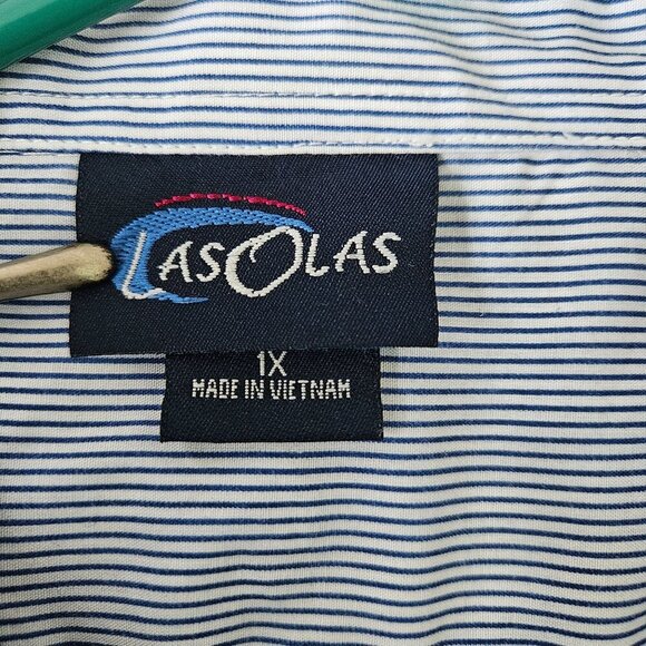 Michigan Wolverines Button Shirt Size 1X Las Olas Stripe Rhinestone NCAA Vtg 90s - Picture 3 of 16